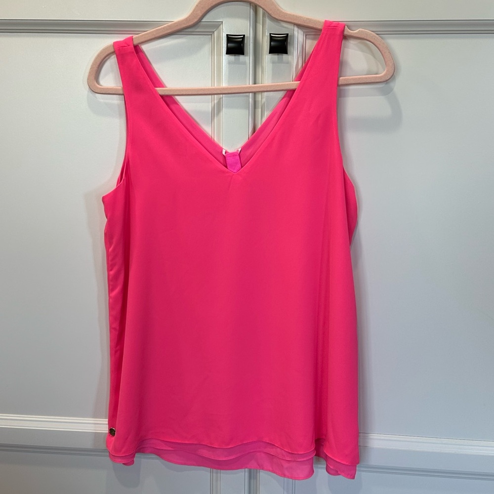 Lilly Pulitzer Hot Pink V-Neck Sleeveless Top